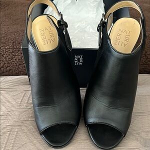 Naturalizer Black Chunky Heel Slingback Heels